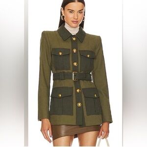 Veronica Beard NEW Sonoma Loden Army Green Jacket Blazer Belted Size 4 $698